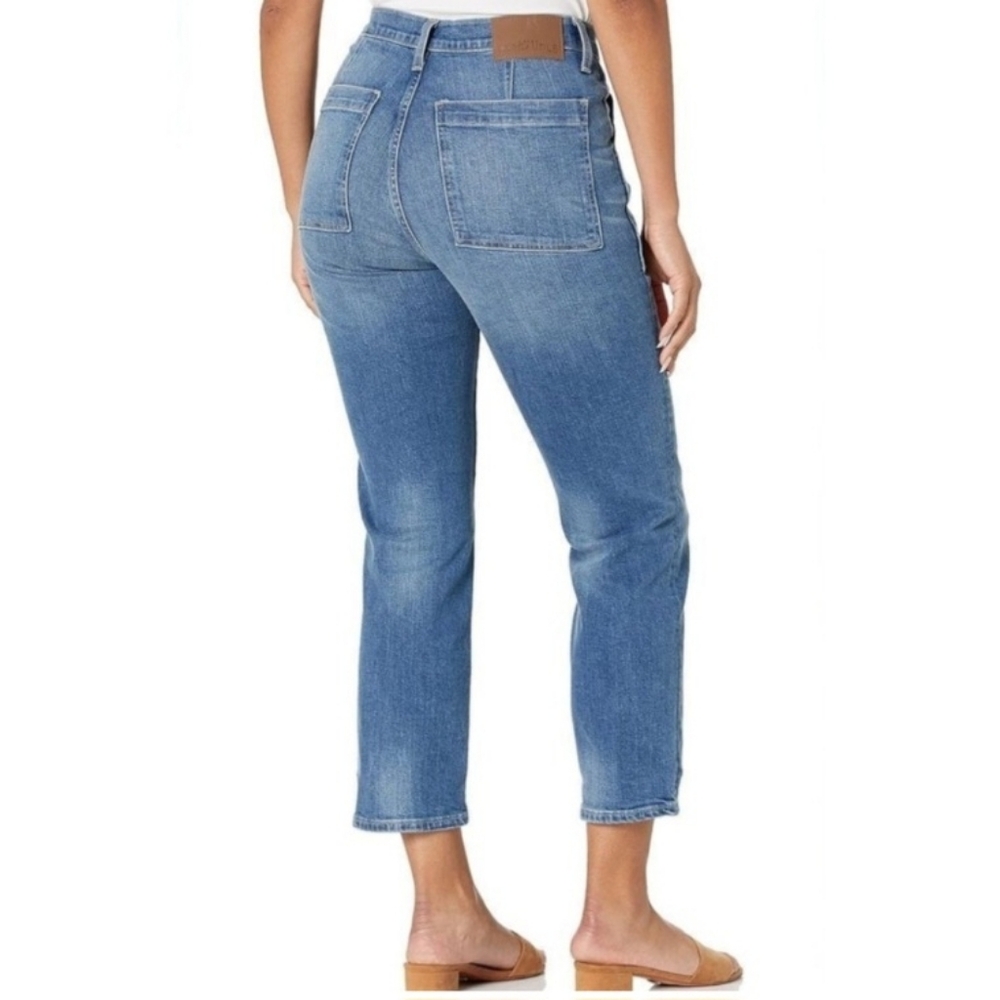 ​J. Crew Utility Jean High Rise Crop Wide Leg Patch Pocket Dark Wash 25P New - Picture 2 of 12